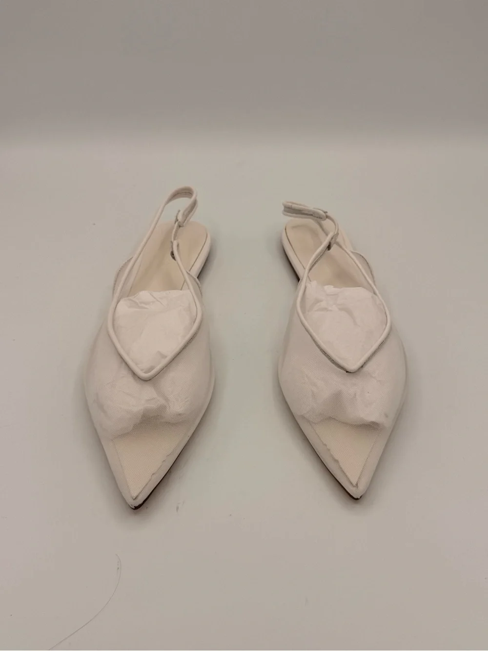 Tony Bianco White Slingback Pointed-Toe Flats
